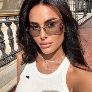 Miu Miu MU54YS 5AK06I Geometric Sunglasses - Gold/Light Purple Brown